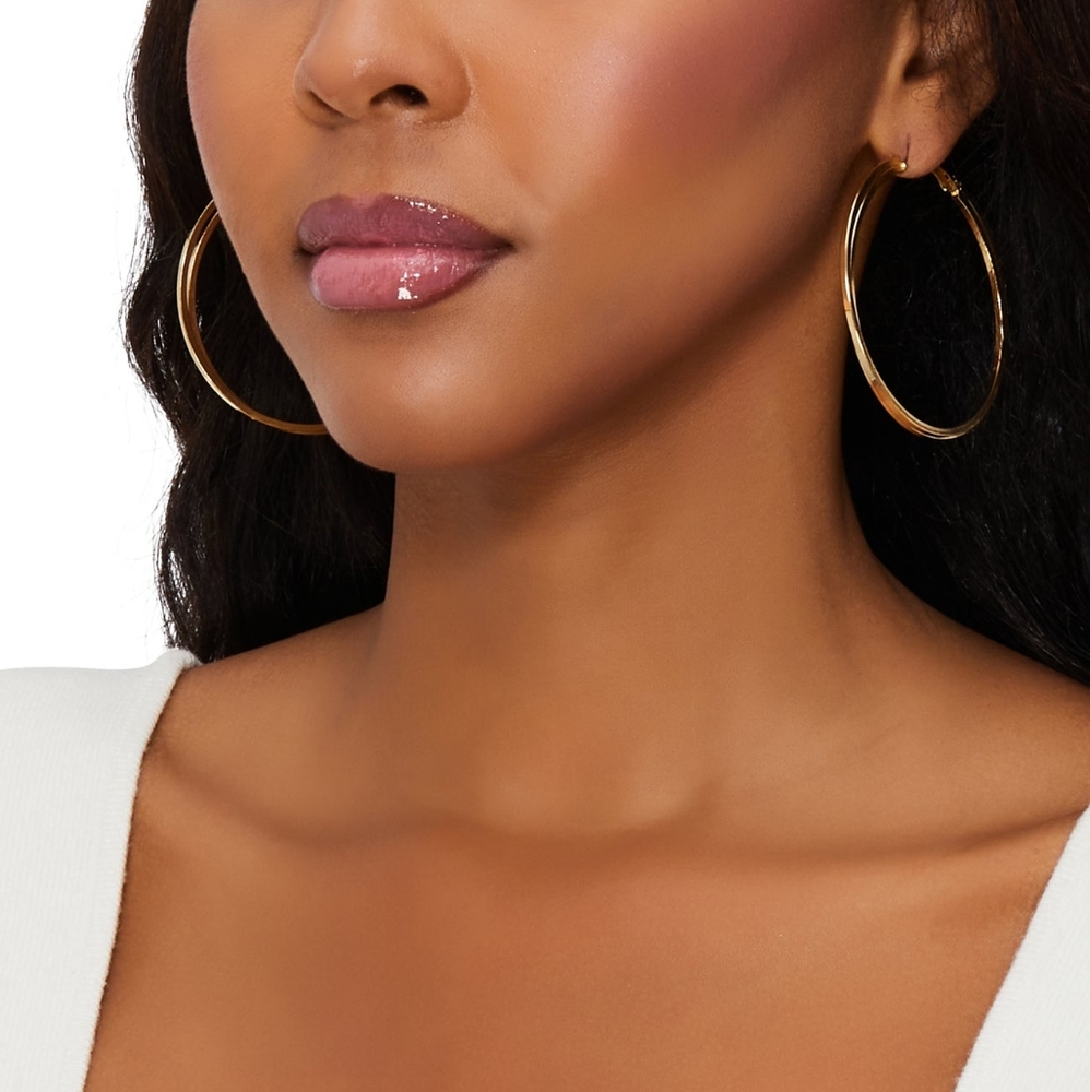 Metallic Hoop Earring Trio - Gold